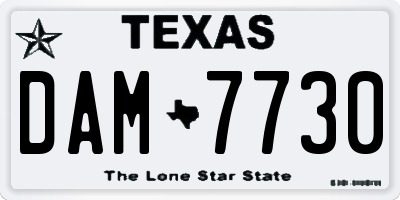 TX license plate DAM7730