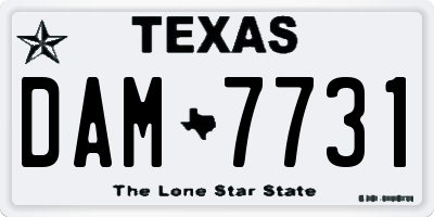 TX license plate DAM7731