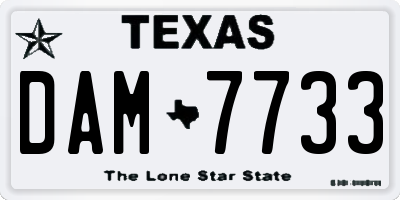 TX license plate DAM7733