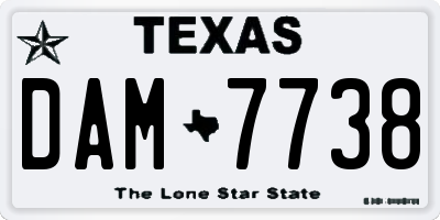 TX license plate DAM7738