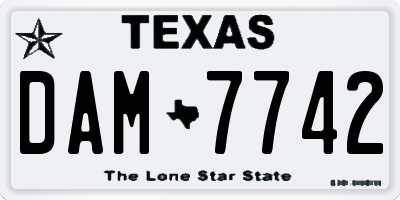 TX license plate DAM7742