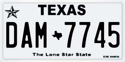 TX license plate DAM7745