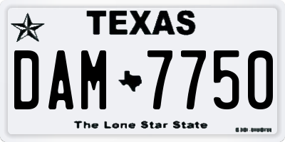 TX license plate DAM7750