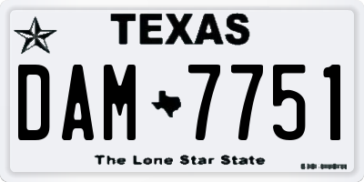 TX license plate DAM7751
