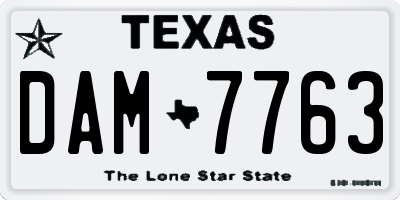 TX license plate DAM7763