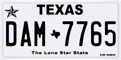 TX license plate DAM7765