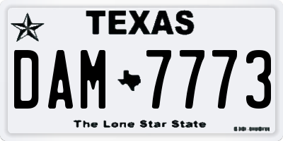 TX license plate DAM7773