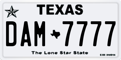 TX license plate DAM7777