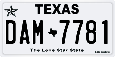 TX license plate DAM7781