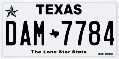 TX license plate DAM7784