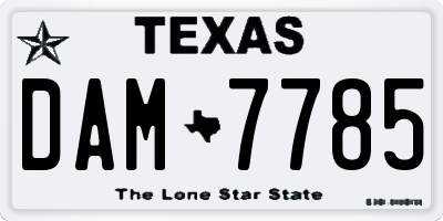 TX license plate DAM7785