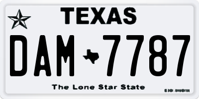 TX license plate DAM7787