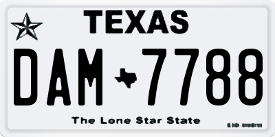 TX license plate DAM7788