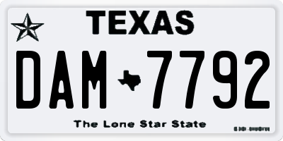 TX license plate DAM7792