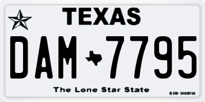 TX license plate DAM7795