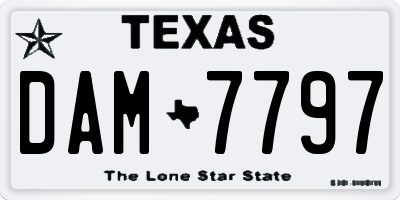 TX license plate DAM7797