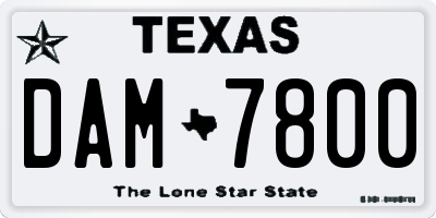 TX license plate DAM7800