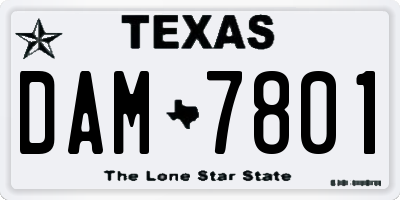 TX license plate DAM7801