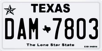 TX license plate DAM7803