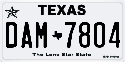 TX license plate DAM7804
