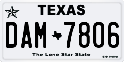 TX license plate DAM7806