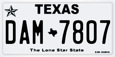 TX license plate DAM7807