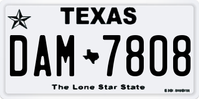 TX license plate DAM7808