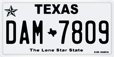 TX license plate DAM7809
