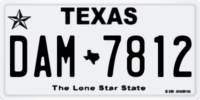 TX license plate DAM7812
