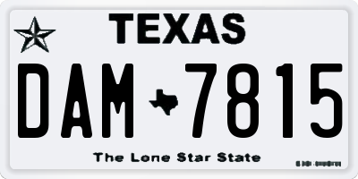 TX license plate DAM7815