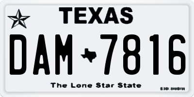 TX license plate DAM7816