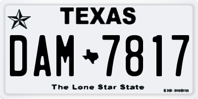 TX license plate DAM7817