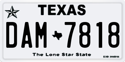 TX license plate DAM7818