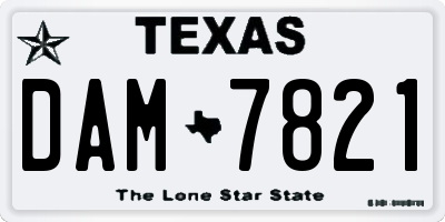 TX license plate DAM7821