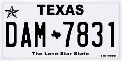 TX license plate DAM7831