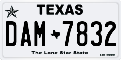 TX license plate DAM7832