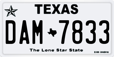 TX license plate DAM7833
