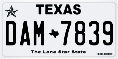 TX license plate DAM7839