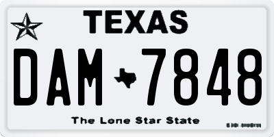 TX license plate DAM7848