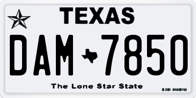 TX license plate DAM7850