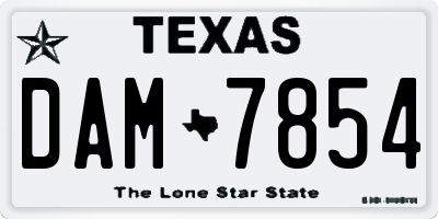 TX license plate DAM7854