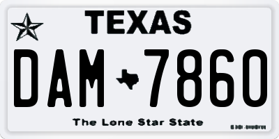 TX license plate DAM7860