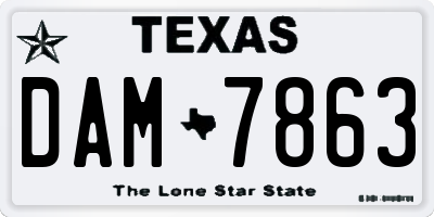 TX license plate DAM7863