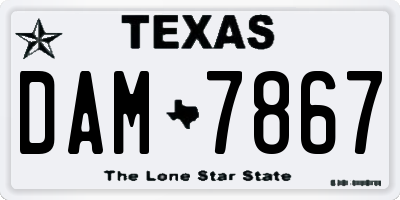 TX license plate DAM7867