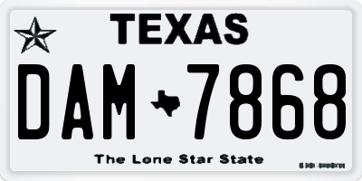 TX license plate DAM7868