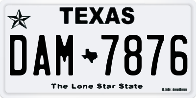 TX license plate DAM7876