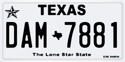 TX license plate DAM7881