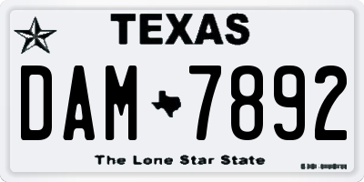 TX license plate DAM7892