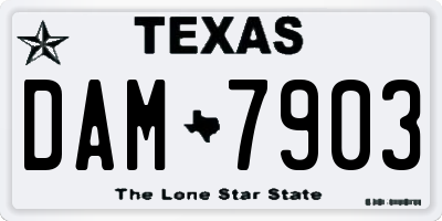 TX license plate DAM7903