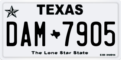 TX license plate DAM7905